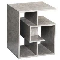HOMCOM Biblioteca pe 3 niveluri in Lemn Gri Efect Ciment 45x40x55cm(m-1)