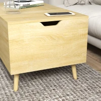 HOMCOM Table basse avec plateau relevable table de salon avec 1 grand tiroir cadre en acier 98 x 54 x 48 cm naturel(m-9)