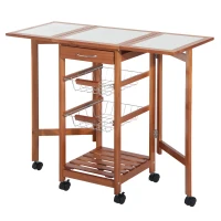 HOMCOM carucior de bucatarie cu 6 roti, 91x37x75cm, maro(m-1)