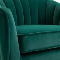 HOMCOM Fotoliu Catifea Verde – Picioare Auriu Metal, Stil Elegant(m-9)