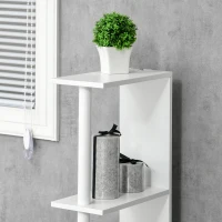 Kleankin Coloana pentru baie cu 2 rafturi si 2 dulapuri, dulap de baie cu economie de spatiu mare din MDF, 15,2x29,8x118cm, alb si lemn(m-7)