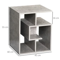 HOMCOM Biblioteca pe 3 niveluri in Lemn Gri Efect Ciment 45x40x55cm(m-3)
