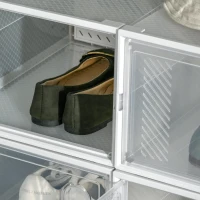 HOMCOM Mobilier pentru organizarea incaltamintei cu gauri de ventilare, 8 cuburi, 28x36x21cm din Plastic PP, Alb si transparent(m-9)