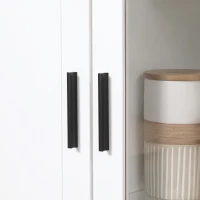 HOMCOM Armário de Cozinha com Porta de Vidro Prateleiras Ajustáveis e Pés Elevados 76x36x160 cm Branco(m-8)