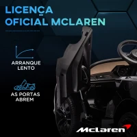 HOMCOM Carro Elétrico 12V Mclaren com Controlo Remoto Música Buzina Faróis Entrada para MP3 USB e Velocidade 2-5 km/h 126x65x52 cm Preto(m-4)