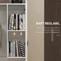 HOMCOM Dulap de Bucatarie de 188cm, Dulap de Depozitare Independent cu Raft Deschis, 2 Usi, Raft Reglabil si Balamale cu Inchidere cu Amortizare pentru Camera de Zi, Alb(m-6)