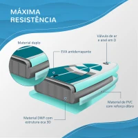 Outsunny Prancha de Paddle Surf Inflável 320x76x15cm Dobrável com Remo de Alumínio Ajustável Desmontável Bolsa de Transporte e Acessórios Branco e Turquesa(m-5)