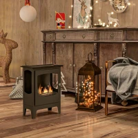 HOMCOM Chimenea de Etanol 7000BTU Chimenea de Bioetanol de Acero Tanque de 1,2 L Tiempo de Combustión 3H 39x26x54 cm Negro(m-2)
