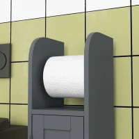 kleankin Mobiletto Bagno con Barra e Armadietto a 3 Livelli Regolabili, in MDF e Truciolato, Grigio(m-8)