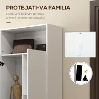 HOMCOM Dulap de Bucatarie de 188cm, Dulap de Depozitare Independent cu Raft Deschis, 2 Usi, Raft Reglabil si Balamale cu Inchidere cu Amortizare pentru Camera de Zi, Alb(m-7)