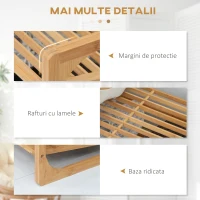 HOMCOM Suport pentru pantofi cu 3 niveluri, organizator de depozitare pantofi din bambus cu rafturi cu sipci, suport pentru pantofi ce poate sustine pana la 9 perechi de pantofi pentru intrare(m-6)