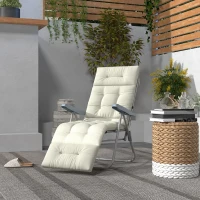 Outsunny Liegenauflage Liegenpolster Sonnenliege Auflage Gartenliege Polsterauflage Bezug Polyester Cremeweiß 200 x 60 x 13 cm(m-7)