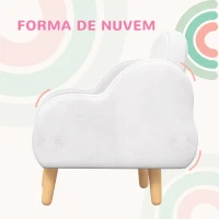 ZONEKIZ Poltrona para Crianças em Forma de Nuvem com Tato Suave para Crianças de 1,5-5 Anos Carga Máxima 40 kg 46x51x55 cm Branco(m-4)