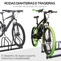 HOMCOM Estacionamento para 4 Bicicletas Suporte de Aço para Estacionar Bicicletas no Chão para Interior e Exterior 110x33x27 cm Preto(m-6)