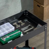 DURHAND Carrinho de Ferramentas de 2 Níveis com Rodas para Garagem Oficina Mecânica Carga Máxima 150 kg 84,5x38x84 cm Preto(m-8)