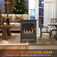 HOMCOM Chimenea de Etanol 7000BTU Chimenea de Bioetanol de Acero Tanque de 1,2 L Tiempo de Combustión 3H 39x26x54 cm Negro(m-6)