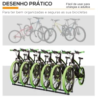HOMCOM Estacionamento para 6 Bicicletas Suporte de Aço para Estacionar Bicicletas no Chão para Interior e Exterior 179x33x27 cm Preto(m-7)