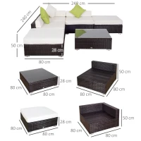 Outsunny set mobilier gradina 18 bucati, 80x80x50cm, maro(m-3)