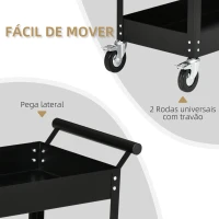 DURHAND Carrinho de Ferramentas de 2 Níveis com Rodas para Garagem Oficina Mecânica Carga Máxima 150 kg 84,5x38x84 cm Preto(m-5)