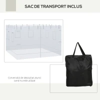 Outsunny Plasa de protectie impotriva tantarilor pentru curte, Set de 4 plase pentru pavilion cu 6 ferestre si 1 usa; Pereti laterali din plasa pentru inlocuire pentru pavilion 3 x 3 (m), alb(m-7)