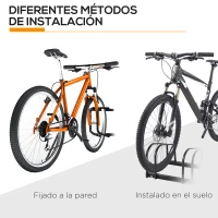 HOMCOM Aparcamiento para 3 Bicicletas Soporte de Acero para Aparcar Bicicletas en el Suelo o Pared 76x33x27 cm Negro(m-9)