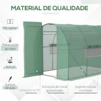 Outsunny Estufa Tipo Túnel 300x200x200 cm com Porta e Janelas Cobertura de PE e Metal Galvanizado para Cultivos Verde(m-4)