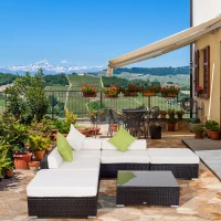 Outsunny set mobilier gradina 18 bucati, 80x80x50cm, maro(m-2)