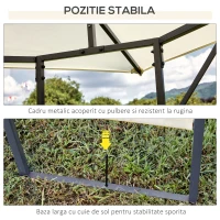 Outsunny Foișor de Grădină din Metal cu Acoperiș, 300x300x260 cm, Crem(m-8)