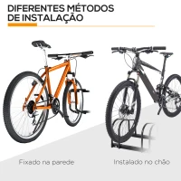 HOMCOM Estacionamento para 6 Bicicletas Suporte de Aço para Estacionar Bicicletas no Chão para Interior e Exterior 179x33x27 cm Preto(m-9)
