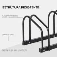 HOMCOM Estacionamento para 6 Bicicletas Suporte de Aço para Estacionar Bicicletas no Chão para Interior e Exterior 179x33x27 cm Preto(m-8)
