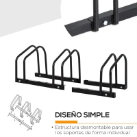 HOMCOM Aparcamiento para 3 Bicicletas Soporte de Acero para Aparcar Bicicletas en el Suelo o Pared 76x33x27 cm Negro(m-5)