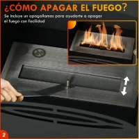 HOMCOM Chimenea de Etanol 7000BTU Chimenea de Bioetanol de Acero Tanque de 1,2 L Tiempo de Combustión 3H 39x26x54 cm Negro(m-5)