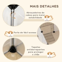 PawHut Recinto para Animais de Estimação DIY com 20 Painéis Recinto para Pequenos Animais Modular 175x70x45 cm Translúcido e Cáqui(m-7)