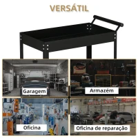 DURHAND Carrinho de Ferramentas de 2 Níveis com Rodas para Garagem Oficina Mecânica Carga Máxima 150 kg 84,5x38x84 cm Preto(m-6)