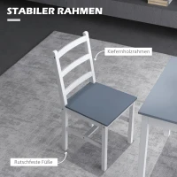 HOMCOM Eethoek voor 2 personen, 2 stoelen, 1 tafel, grenenhout, wit+grijs(m-6)