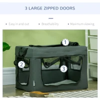 PawHut 48.5cm Pet Carrier, with Cushion, for Miniature Dogs - Grey(m-5)