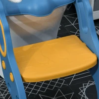 ZONEKIZ Reductor și Scăunel Înălțător WC cu Scară Reglabilă, Mânere și Pernă Detașabilă, 67,9x42,8x51,5 cm, Albastru(m-9)