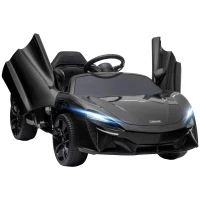 HOMCOM Coche Eléctrico 12V para Niños Mclaren con Mando a Distancia Música Bocina Faros Velocidad 2-5 km/h 126x65x52 cm Negro(m-1)