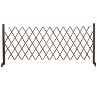 Outsunny Freestanding Garden Fencing, Expanding Fence Trellis, Movable Scissor Grid, Foldable Garden Screen Panel for Patio Lawn Decoration, 225L x 106Hcm, Dark Brown(m-11)