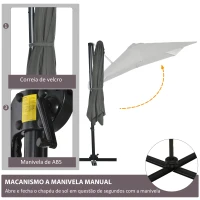 Outsunny Chapéu de Sol de Jardim Chapéu de Sol Excêntrico com Rotação 360° Inclinação de 5 Níveis com Manivela 245x245x245 cm Cinza(m-6)