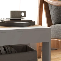 HOMCOM Set de 2 Masute pentru Living cu Design pe Doua Niveluri din PAL, 40x40x45cm, Alb si Stejar(m-8)