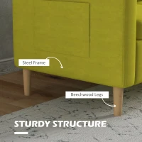 HOMCOM Canapele cu 2 Locuri pentru Camera de Zi, Canapea Mica, Canapea Tapitata cu Buzunare Laterale, Galben(m-6)