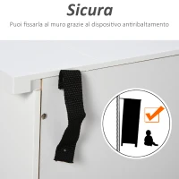 HOMCOM Credenza Shabby Chic Bianca in Legno con 3 Cassetti e 2 Armadietti per Soggiorno o Cucina, 136x42.5x86cm(m-6)