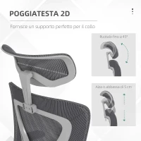 Vinsetto Sedia da Ufficio ad Altezza Regolabile con Supporto Lombare e Braccioli Ribaltabili, 65x64x120-130 cm(m-7)