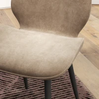 HOMCOM Velvet Dining Chairs, Set of 2 Dining Room Chairs with Metal Legs for Living Room, Dining Room, Light Brown(m-7)