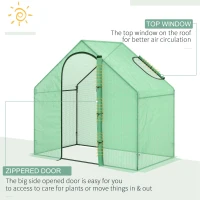 Outsunny Sera Cabina Portabila 6' x 3' x 6', Folie PE, Sera de Gradina cu Cadru de Otel, Usa cu Fermoar, Aerisire Superioara, pentru Flori, Legume, Puieti, Plante Tropicale, Verde(m-4)