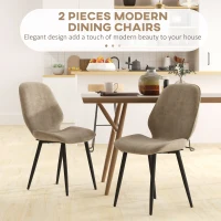HOMCOM Velvet Dining Chairs, Set of 2 Dining Room Chairs with Metal Legs for Living Room, Dining Room, Light Brown(m-4)