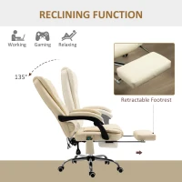 Vinsetto Fotoliu pentru Masaj Pivotant si Ergonomic cu Inaltime Reglabila cu 6 Puncte de Vibratie, 65x160x104 cm, Crem(m-5)