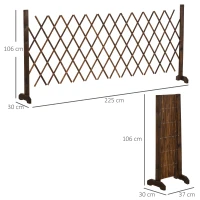 Outsunny Freestanding Garden Fencing, Expanding Fence Trellis, Movable Scissor Grid, Foldable Garden Screen Panel for Patio Lawn Decoration, 225L x 106Hcm, Dark Brown(m-3)