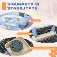 ZONEKIZ Reductor și Scăunel Înălțător WC cu Scară Reglabilă, Mânere și Pernă Detașabilă, 67,9x42,8x51,5 cm, Albastru(m-6)